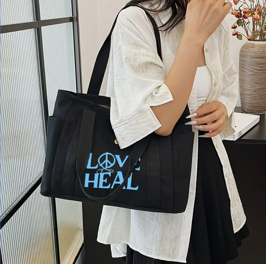 Love Heal Black Tote bag