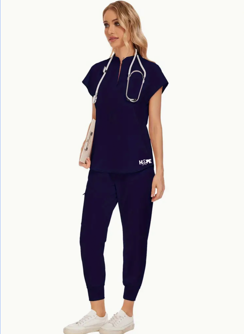 Modern Navy blue Hope Scrub 2-Piece Set