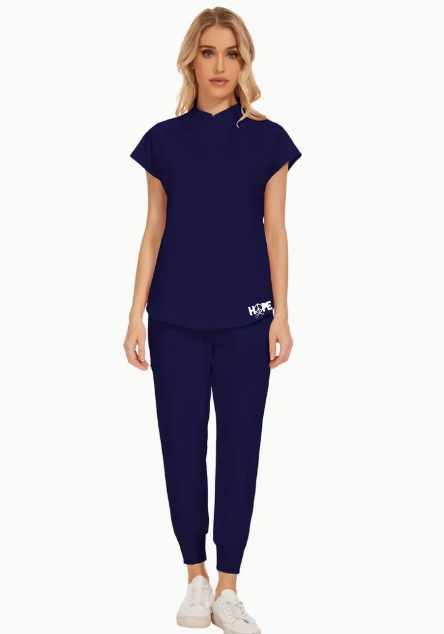 Modern Navy blue Hope Scrub 2-Piece Set