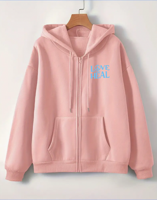 Pink Love Heal women's hoodie