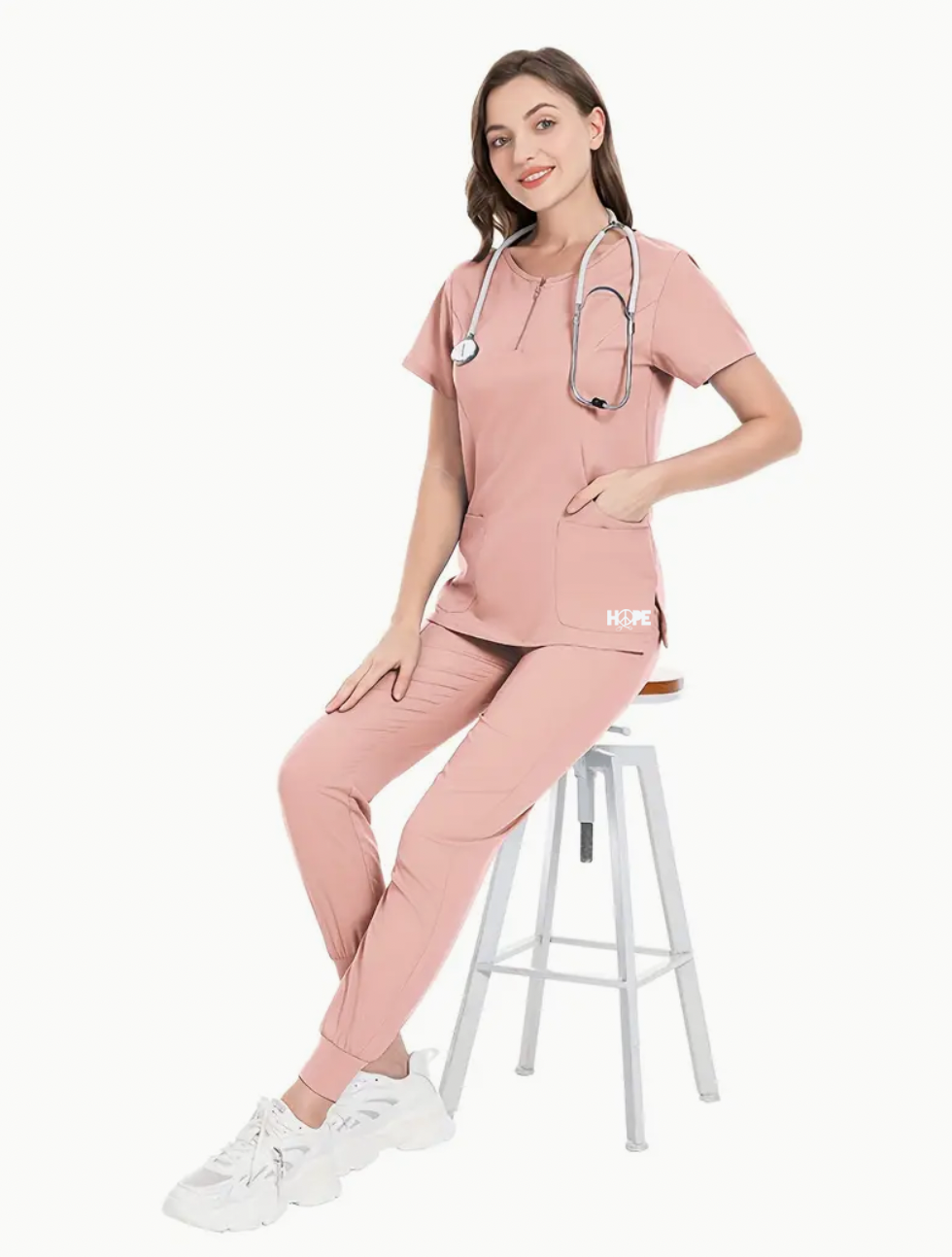 Comfortable Health Care Scrubs Pink Set